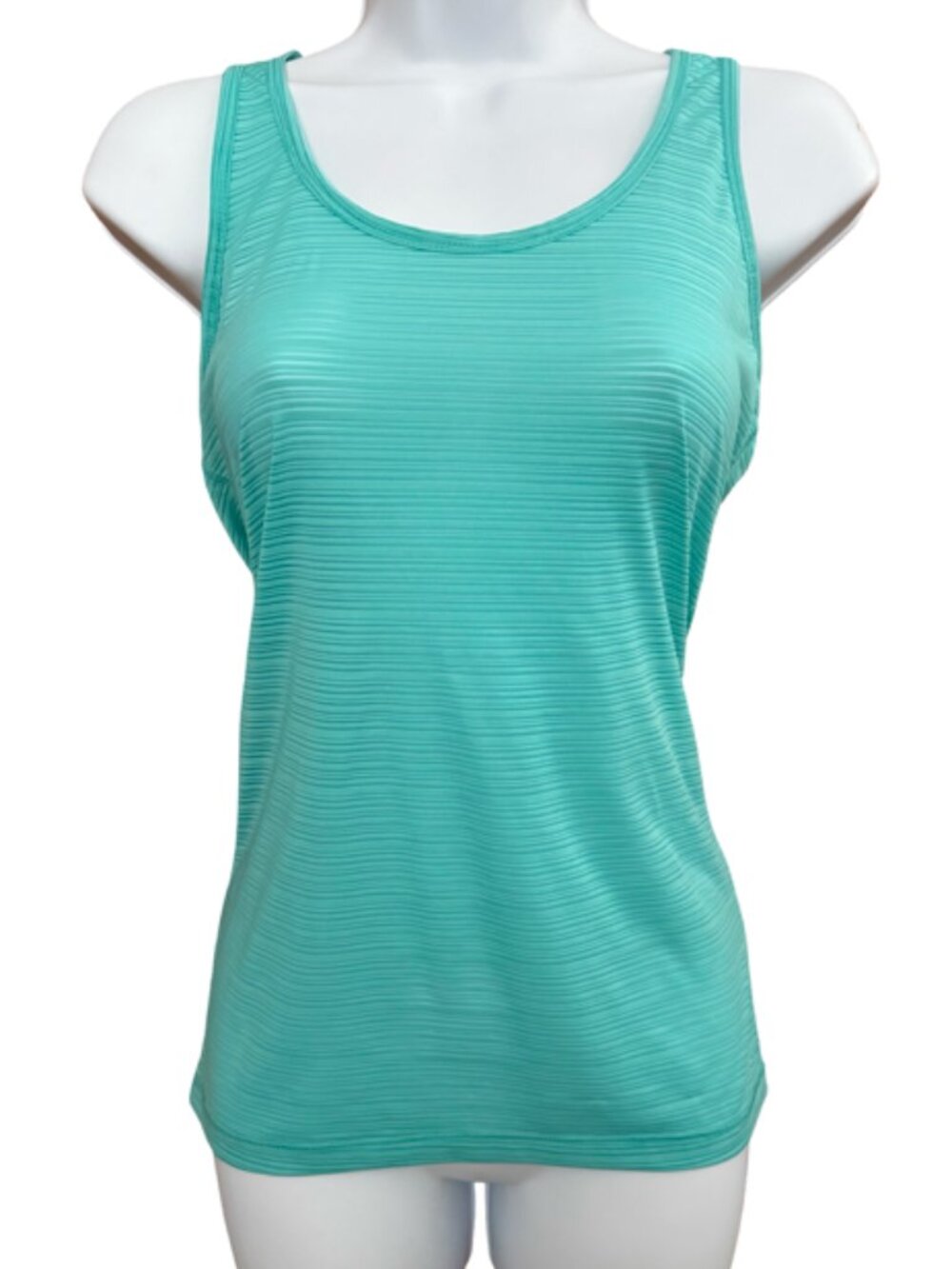 Women's Racerback Athletic Tank Top Turquoise Ribbed Mesh Lightweight 90 Degree